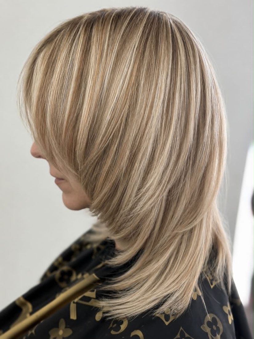 Soft blonde layered cut