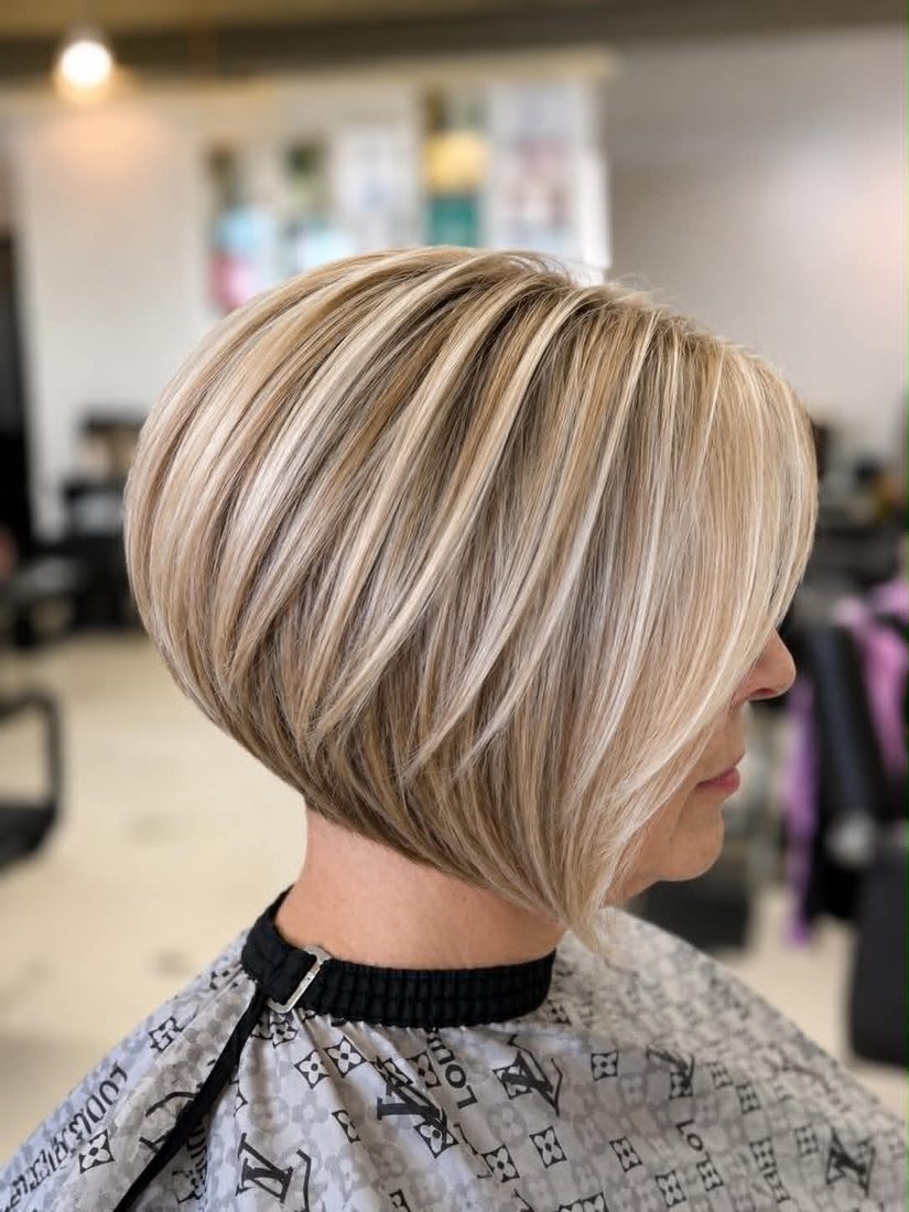 Stacked blonde bob
